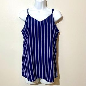 Blue and White Stripe Blouse Top M